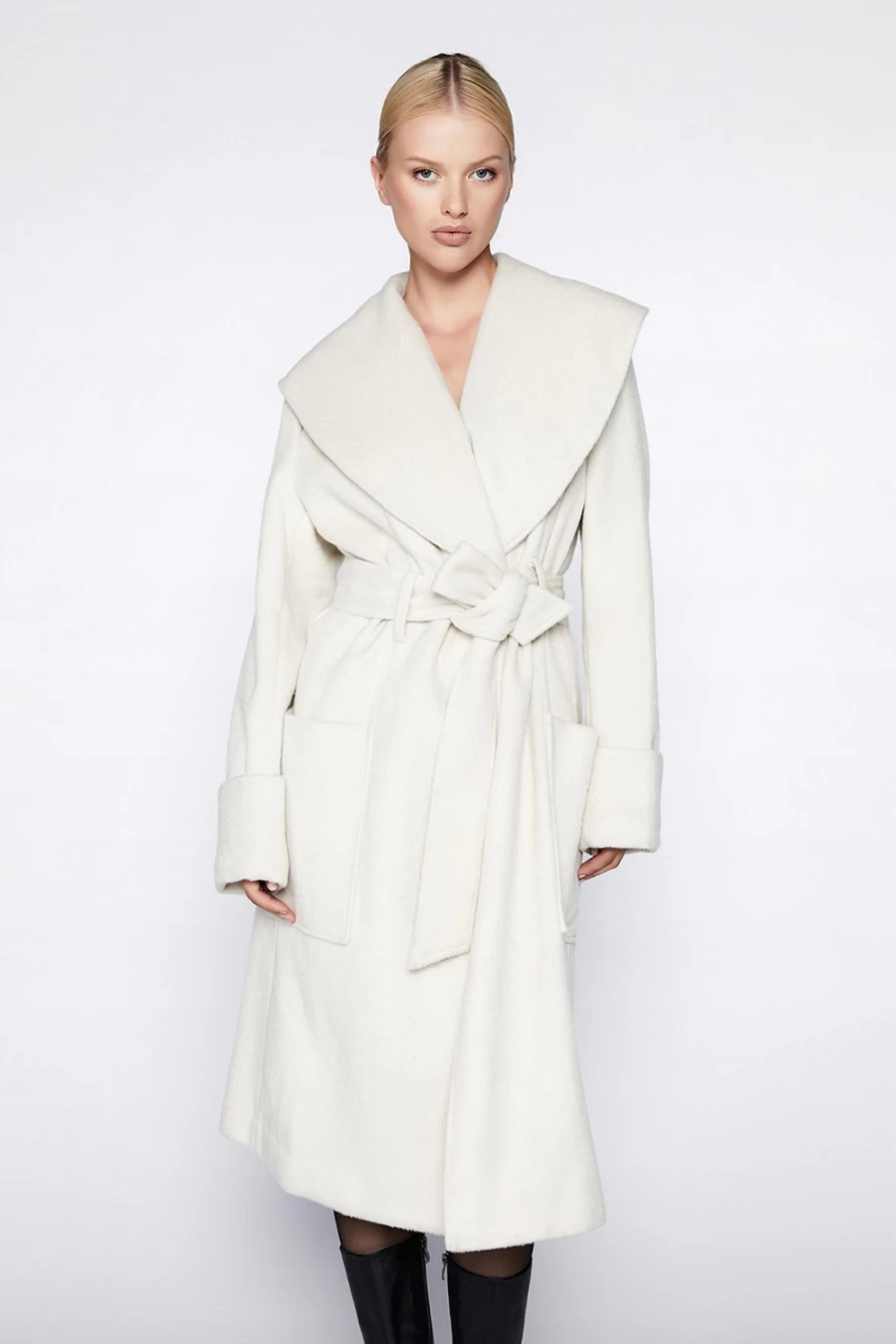 Bardot Women's Ivory Cedric Coat - Elegant Longline Outerwear for Winter