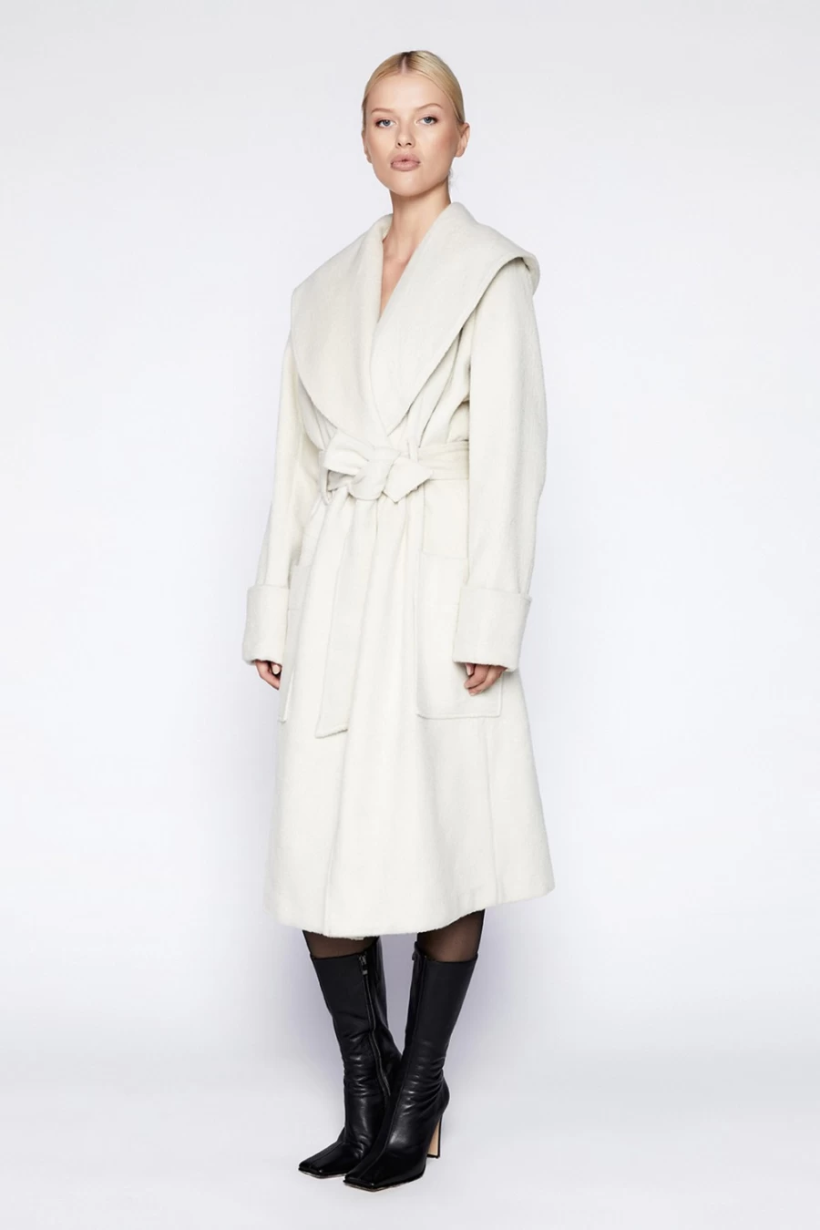 Bardot Women's Ivory Cedric Coat - Elegant Longline Outerwear for Winter