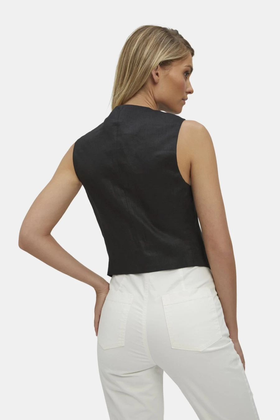 Bardot Women's Black Iris Linen Vest - Lightweight Summer Layering Top