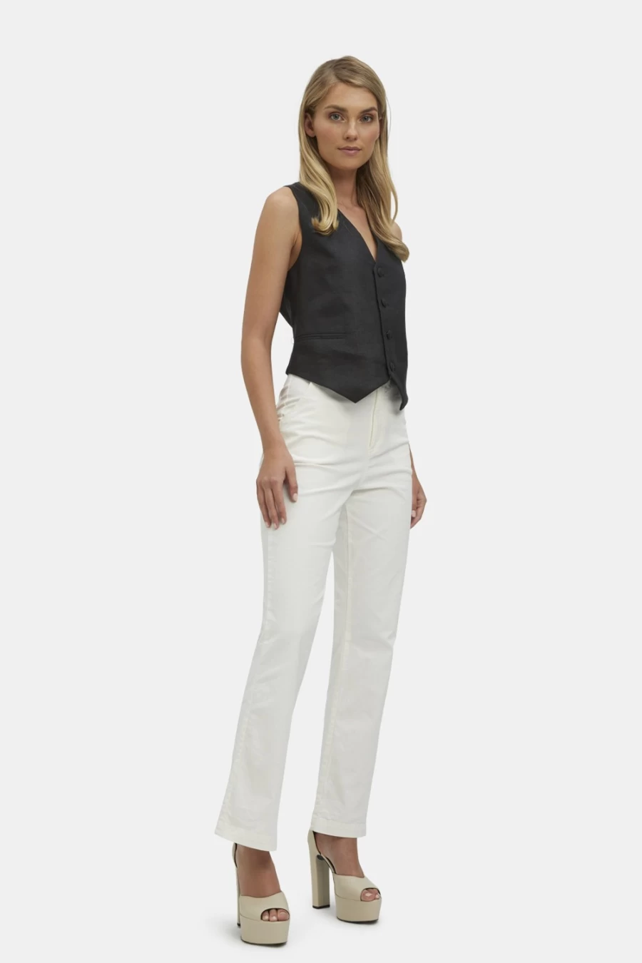 Bardot Women's Black Iris Linen Vest - Lightweight Summer Layering Top