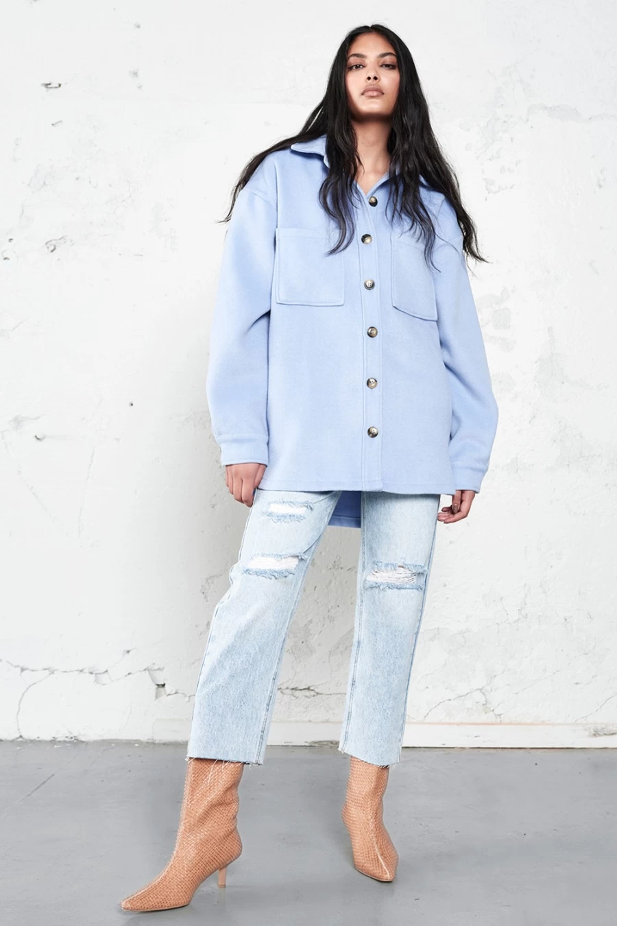Bardot Women's Talia Cornflower Overshirt | Lightweight Layering Shirt Jacket