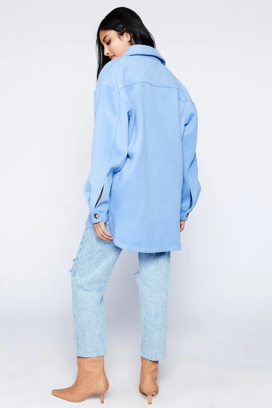 Bardot Women's Talia Cornflower Overshirt | Lightweight Layering Shirt Jacket