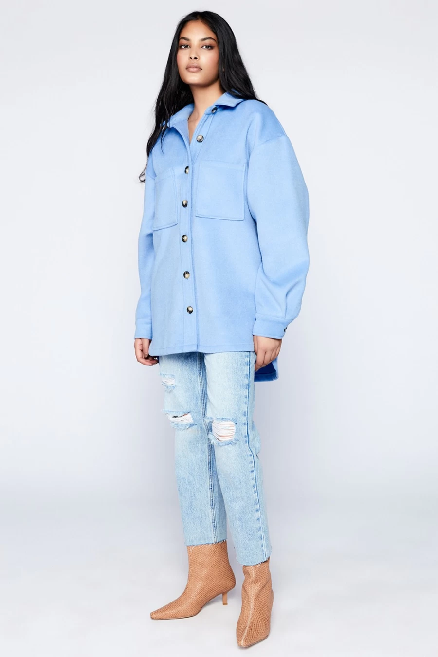 Bardot Women's Talia Cornflower Overshirt | Lightweight Layering Shirt Jacket