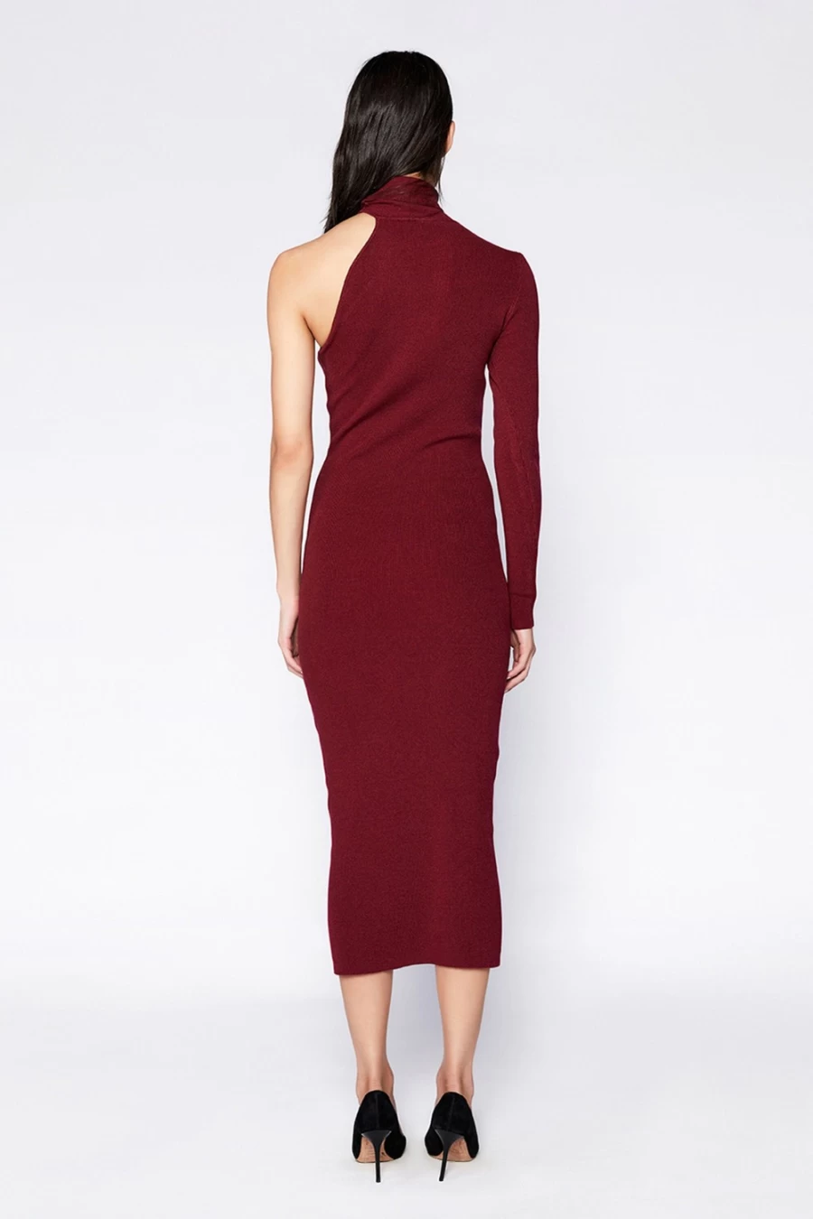 Bardot Women's Burgundy Asymmetric Sleeve Knit Dress