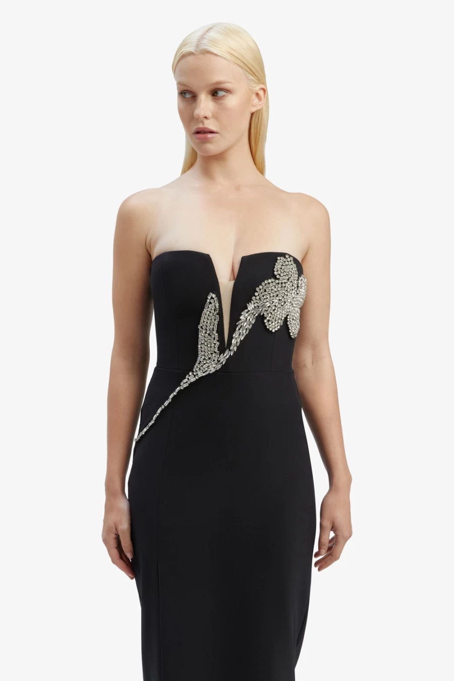 Bardot Women's Black Ambiance Midi Dress - Elegant Knee-Length Evening Gown