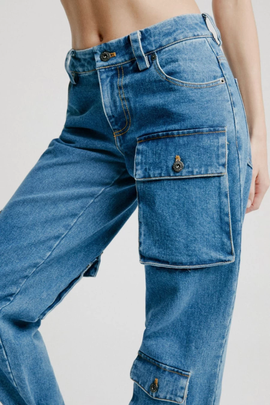 Bardot Women's Vintage Denim Cargo Pants - Stylish & Comfortable High-Waisted Trousers