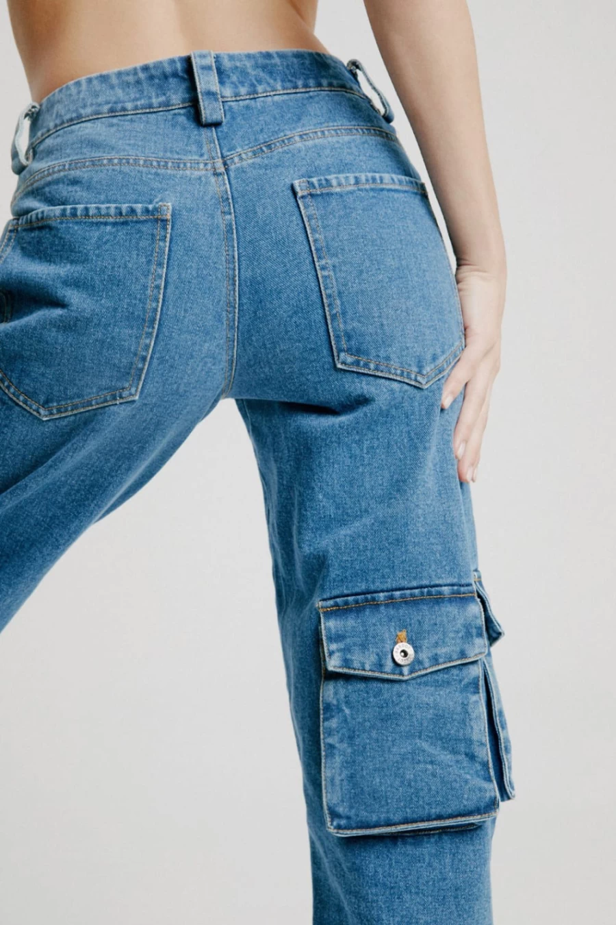 Bardot Women's Vintage Denim Cargo Pants - Stylish & Comfortable High-Waisted Trousers