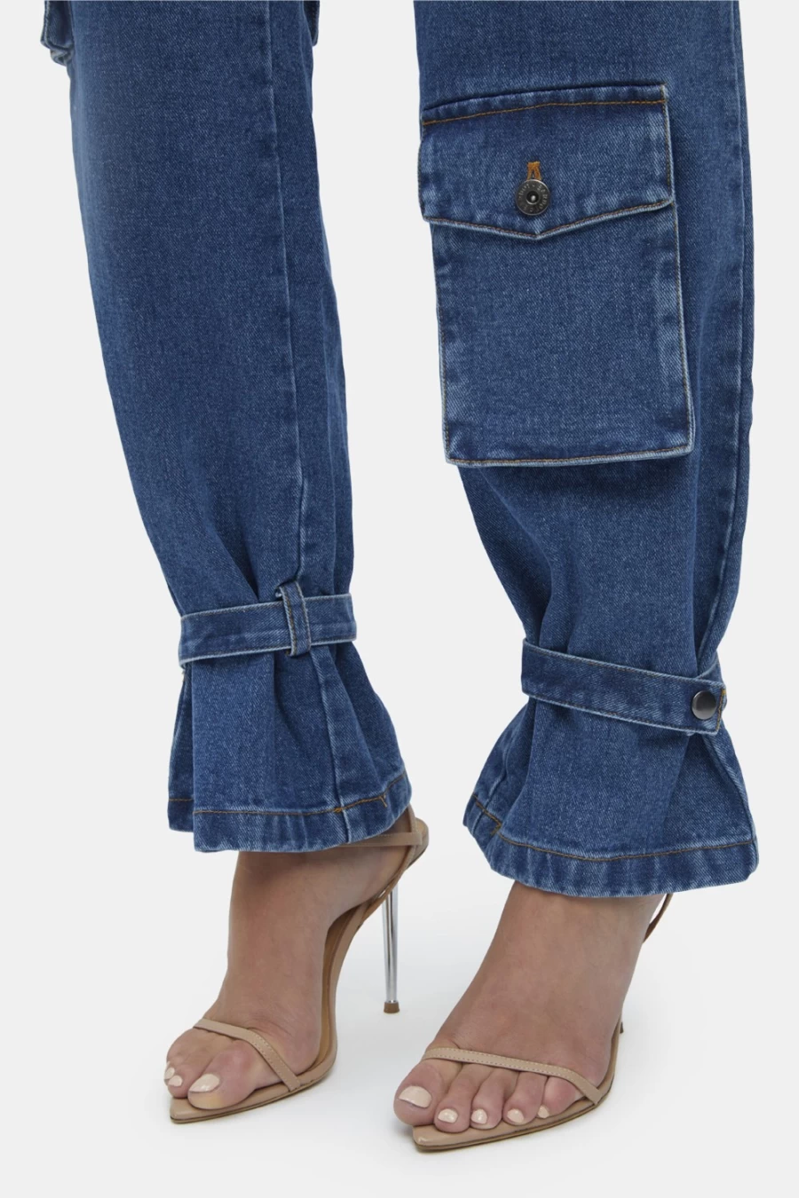 Bardot Women's Vintage Denim Cargo Pants - Stylish & Comfortable High-Waisted Trousers