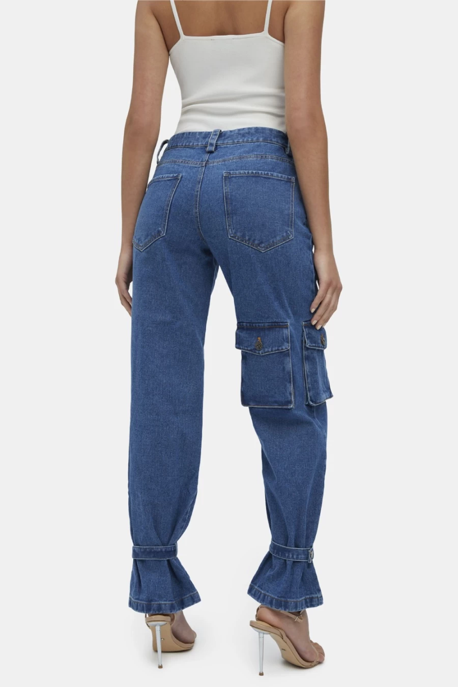 Bardot Women's Vintage Denim Cargo Pants - Stylish & Comfortable High-Waisted Trousers