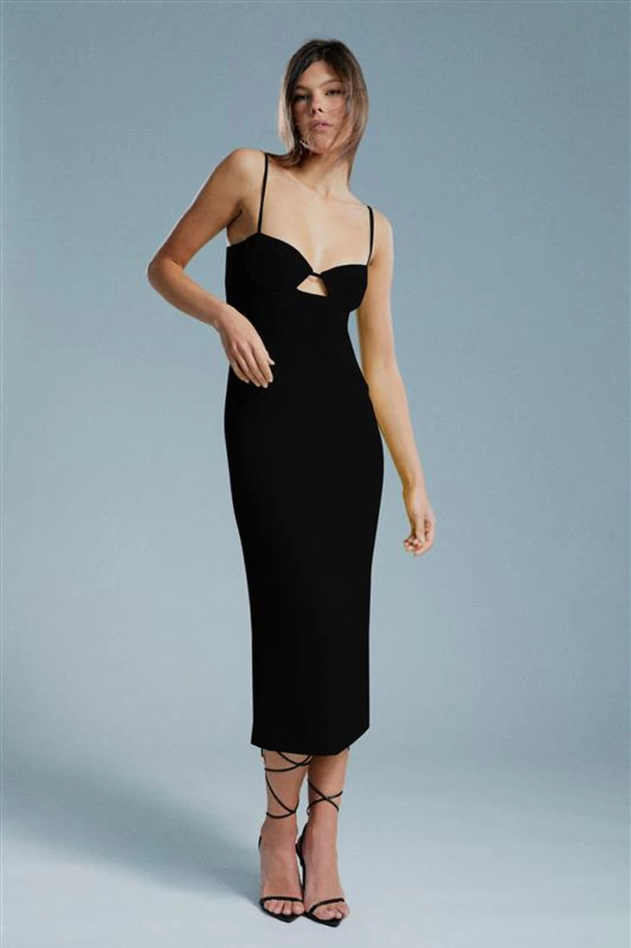 Bardot Women's Black Vienna Midi Dress - Elegant Knee-Length Style