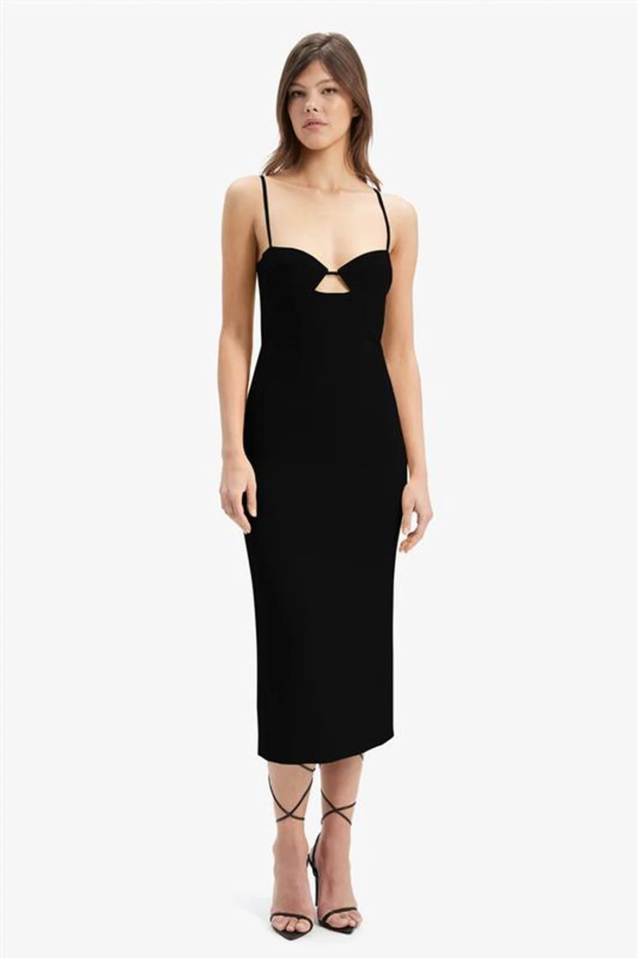 Bardot Women's Black Vienna Midi Dress - Elegant Knee-Length Style