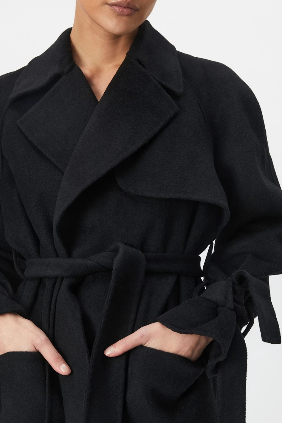Bardot Women's Black Wool-Rich Oversized Trench Coat