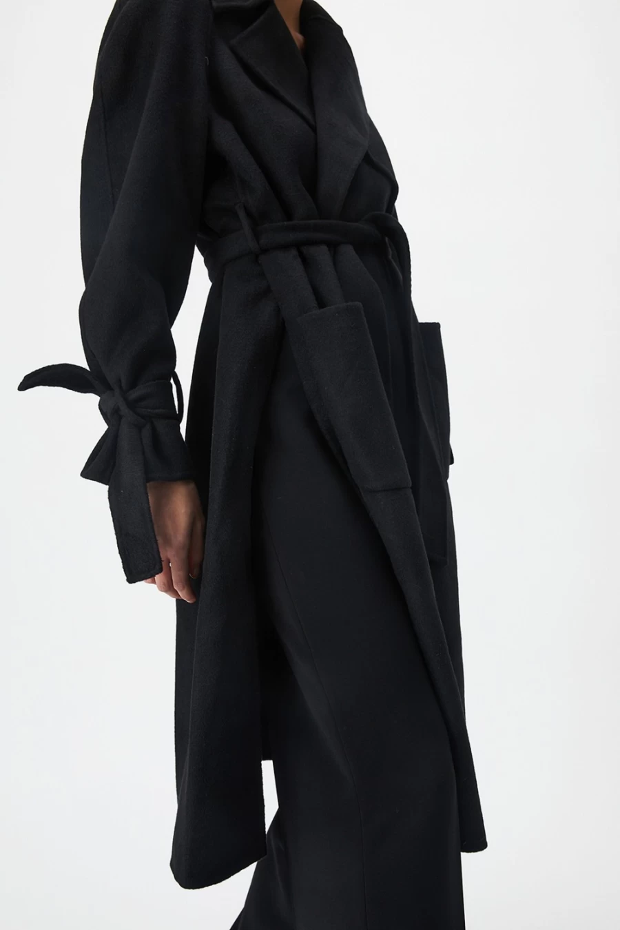Bardot Women's Black Wool-Rich Oversized Trench Coat
