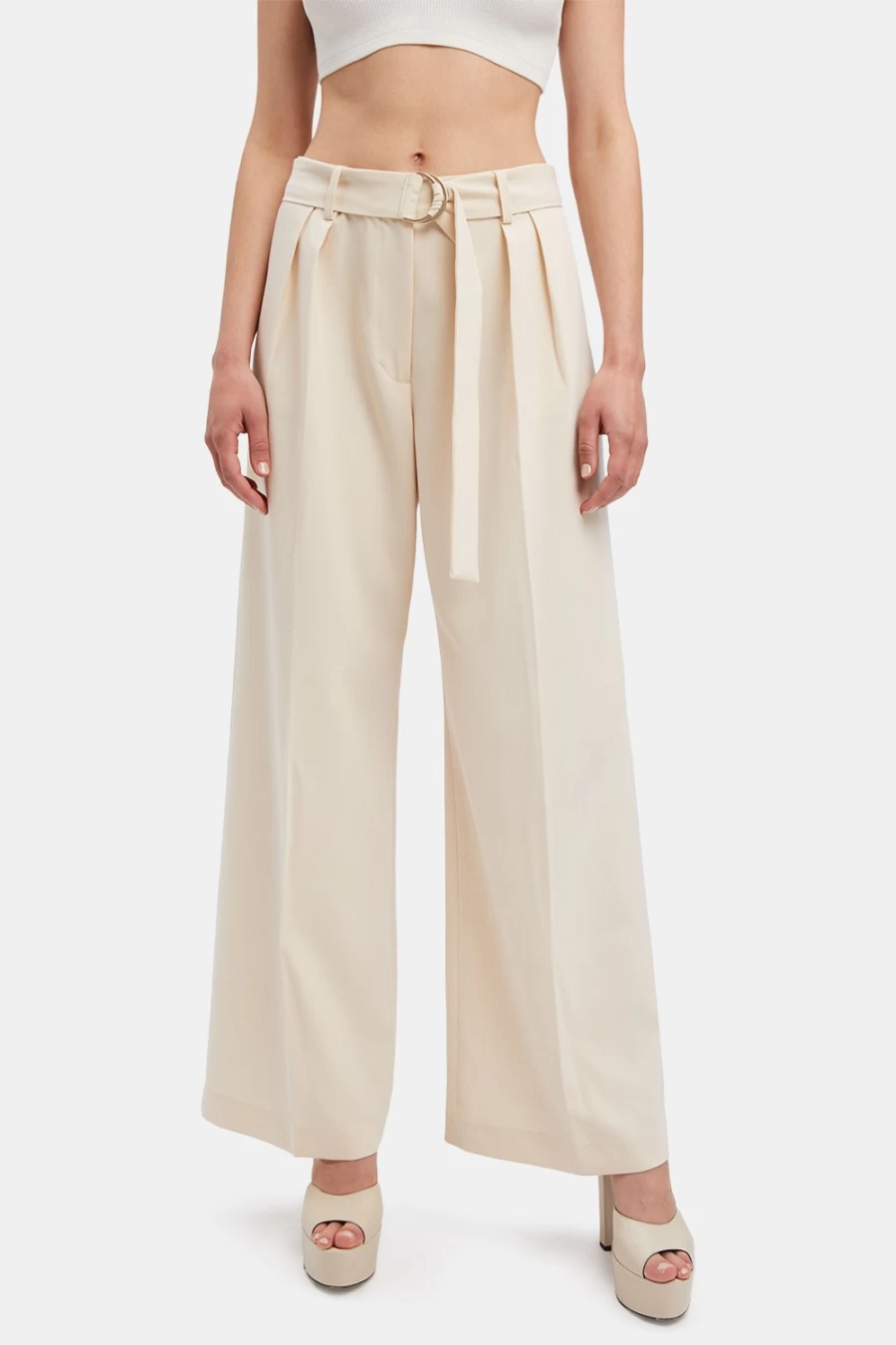 Bardot Women's Beige Rumour Pin Tuck Pants
