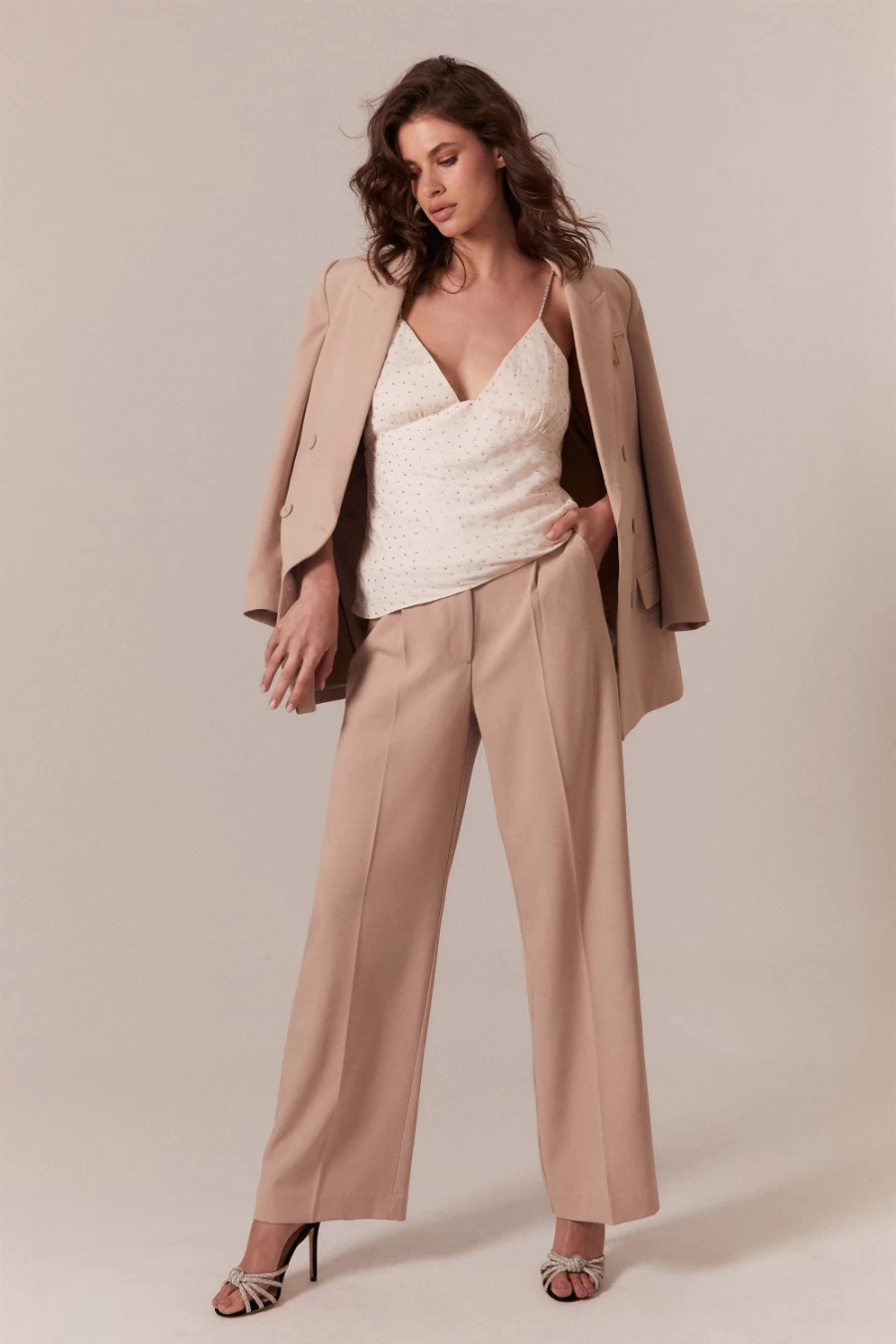Bardot Women's Sloane Suit Pant in Sandstone - Tailored Formal Trousers