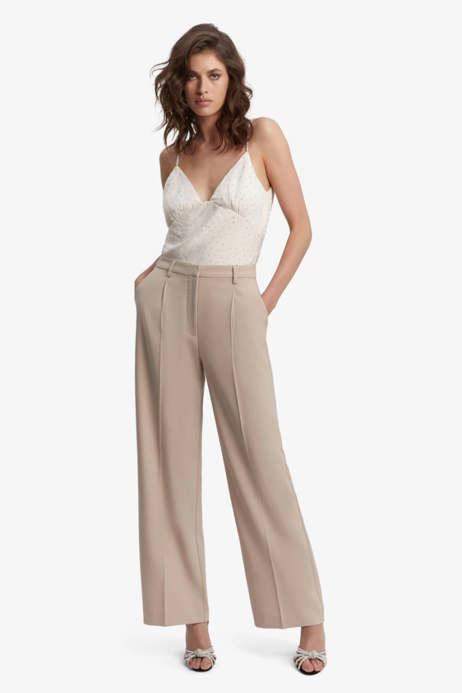 Bardot Women's Sloane Suit Pant in Sandstone - Tailored Formal Trousers
