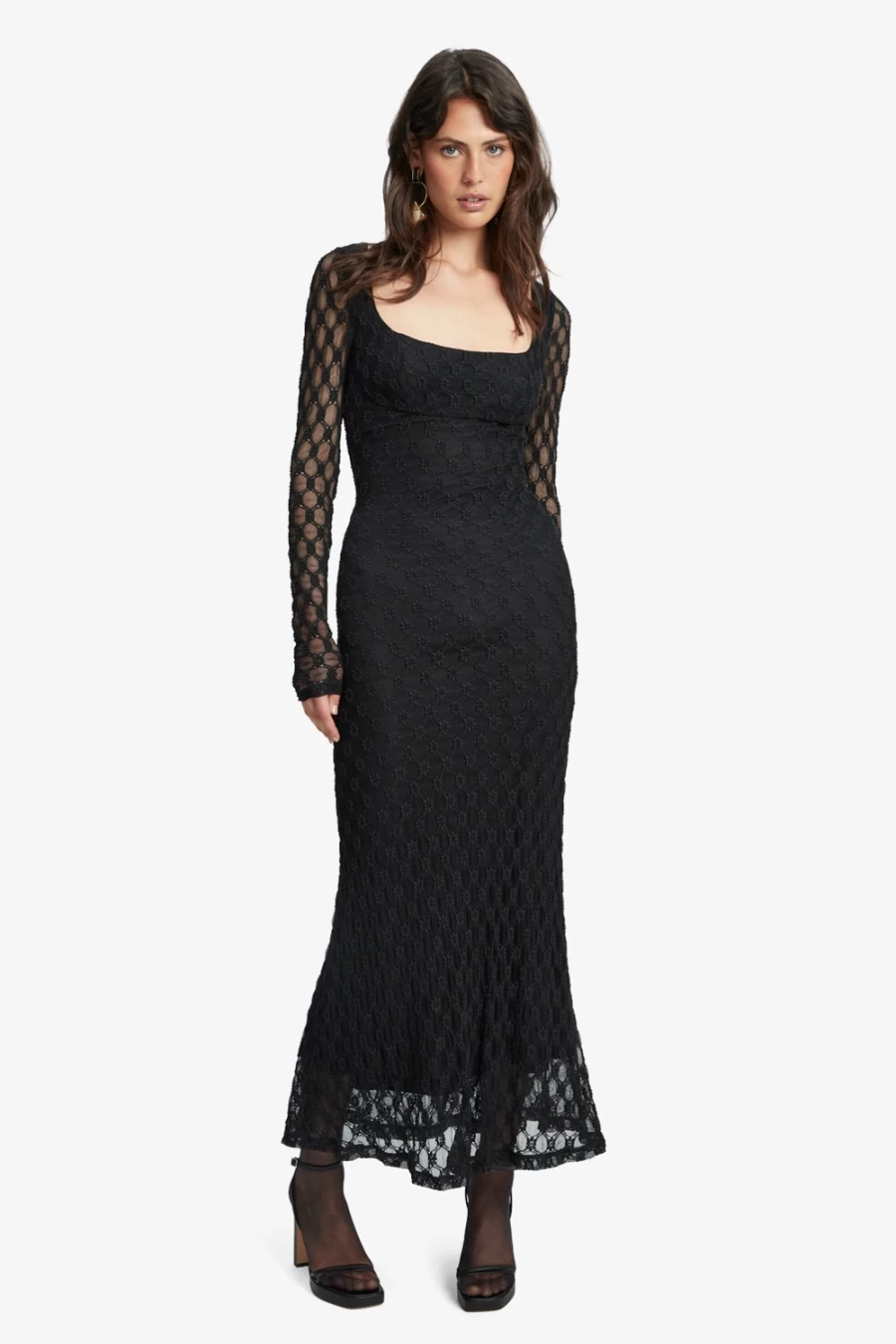Bardot Women's Black Lace Midi Dress - Elegant Adoni Style
