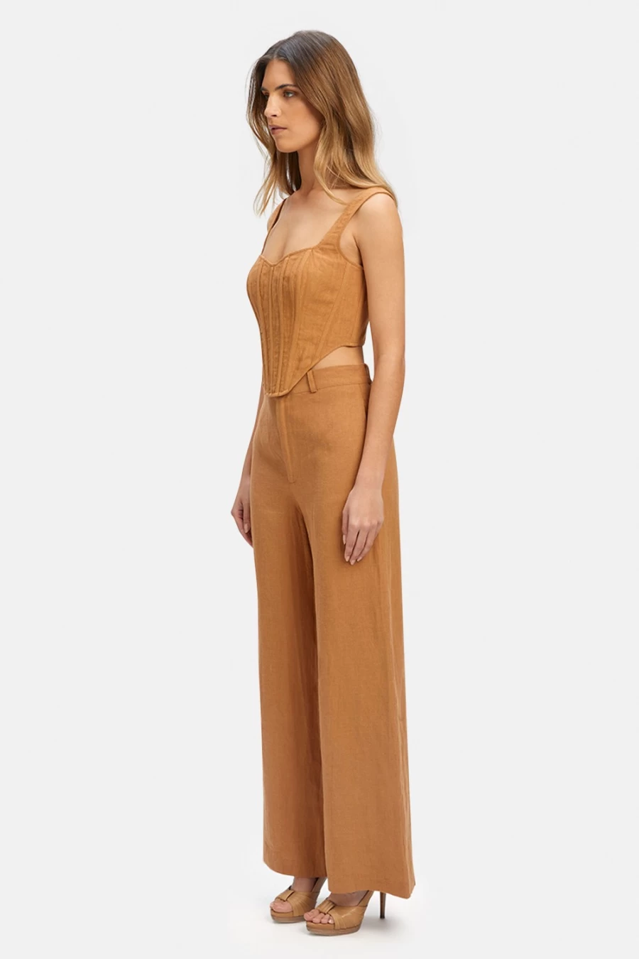 Bardot Women's Enya Linen Pant in Camel - Comfortable & Stylish Linen Trousers