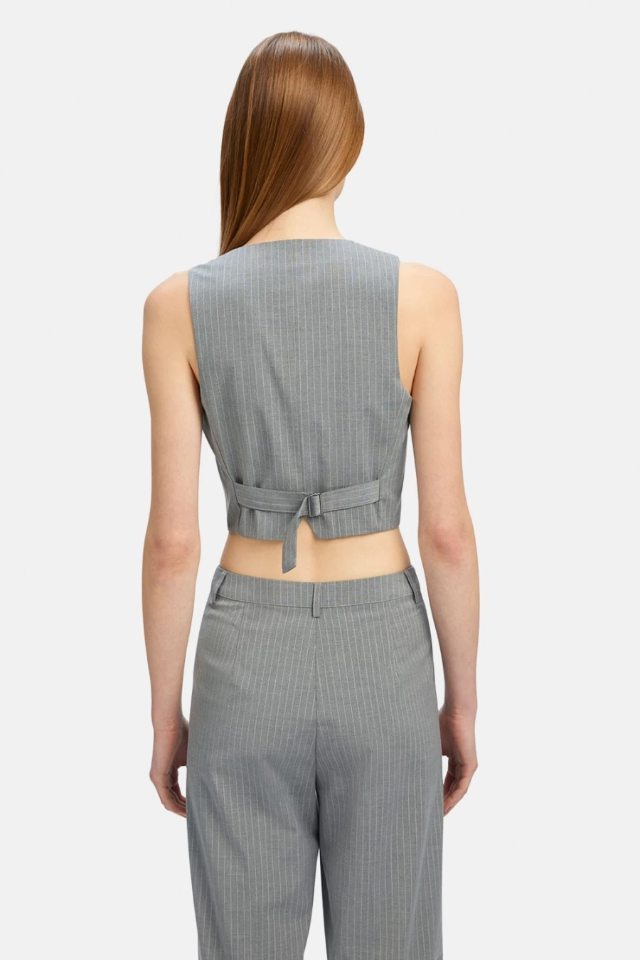 Bardot Women's Grey Stripe Callista Pin Stripe Vest - Stylish Sleeveless Waistcoat