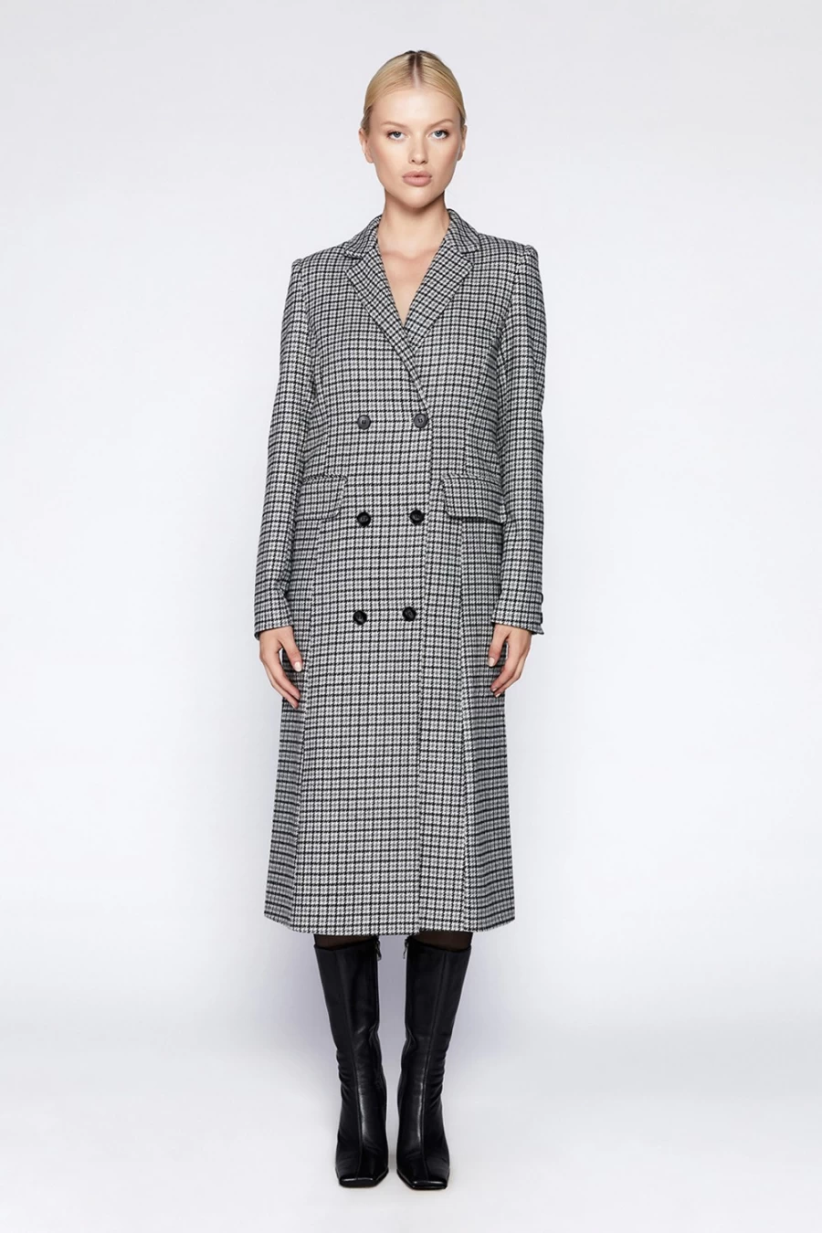 Bardot Women's Grey Check Classic Coat | Timeless Trench Coat for Women