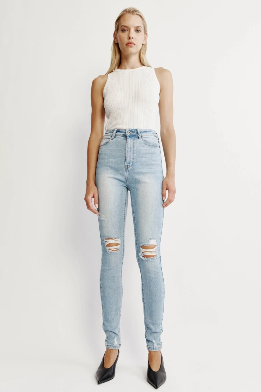 Bardot Women's Mid Blue Khloe Super High Rise Tall In Jeans