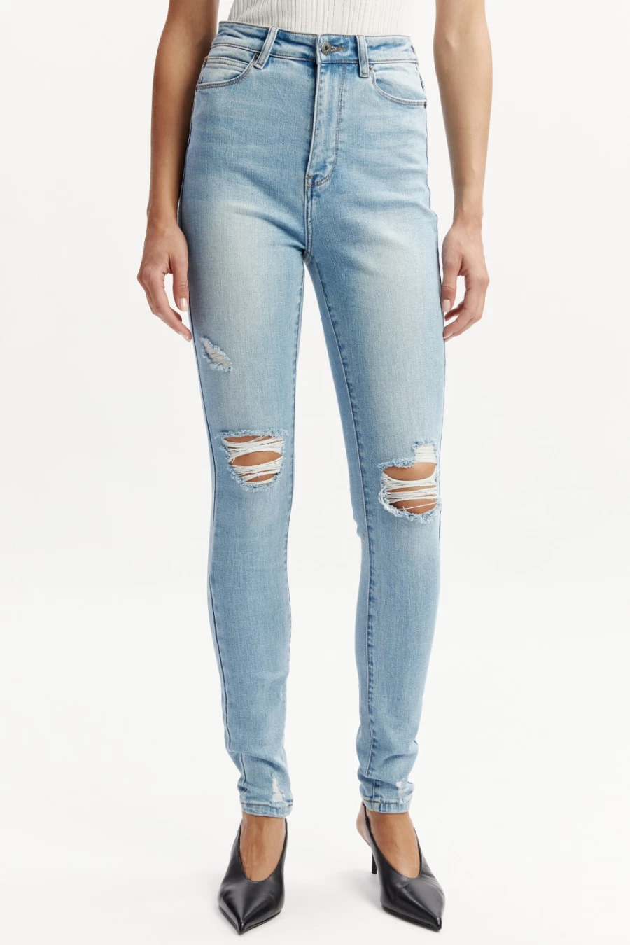 Bardot Women's Mid Blue Khloe Super High Rise Tall In Jeans