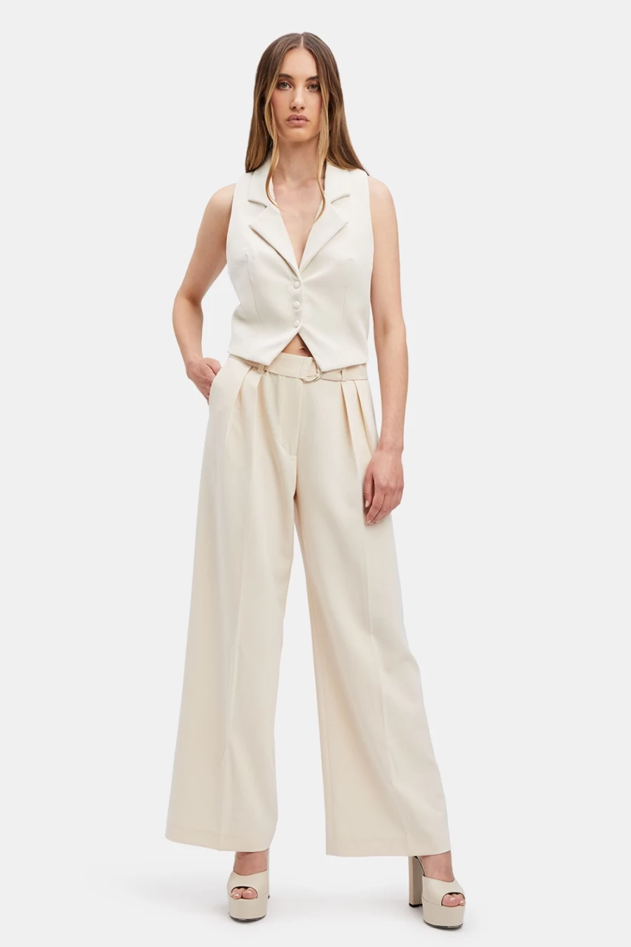 Bardot Women's Beige Rumour Vest - Lightweight Stylish Layering Piece