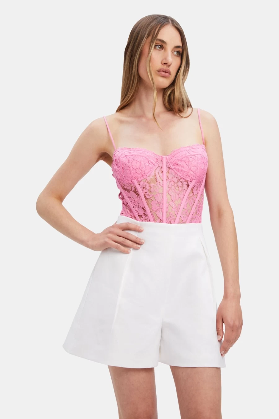 Bardot Women's Iris High Waisted Shorts in Orchid White