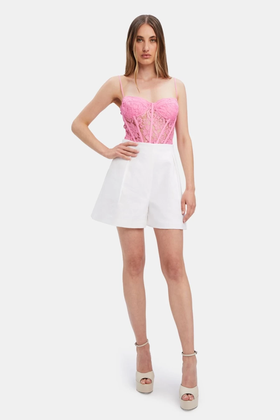 Bardot Women's Iris High Waisted Shorts in Orchid White