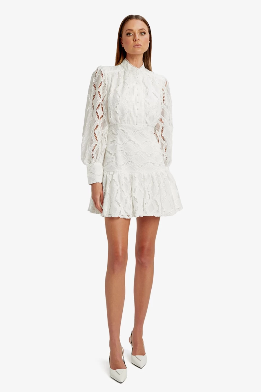 Bardot Women's Ivory Remy Lace Dress - Elegant Lace Detail Formal Gown