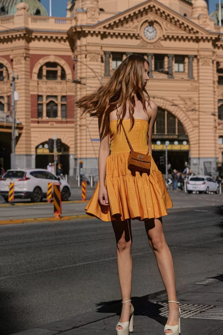 Bardot Women's Charlotte Mini Dress in Orange Fiz - Elegant Short Sleeve Party Dress
