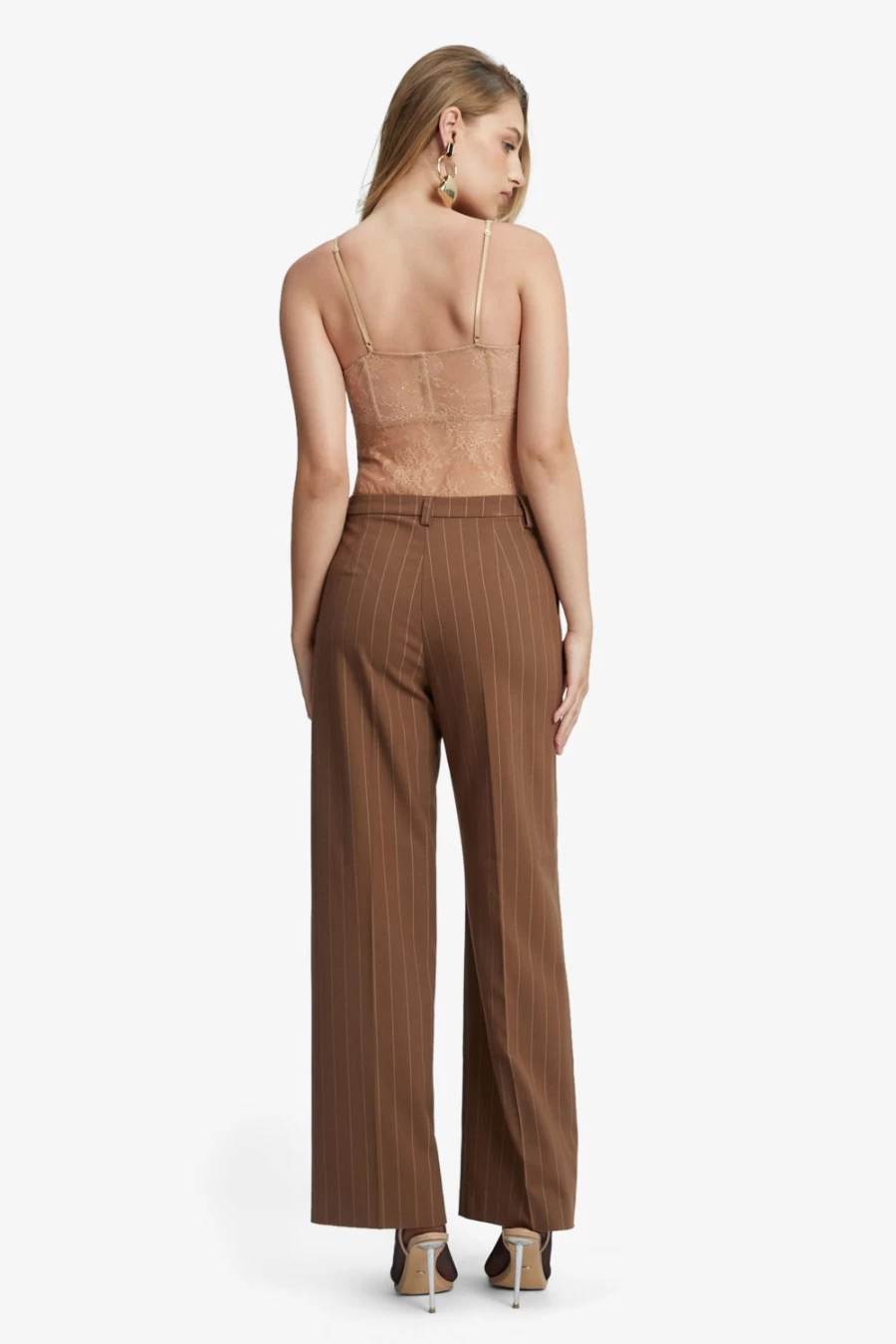 Bardot Women's Pin Stripe Straight Leg Pants in Chestnut