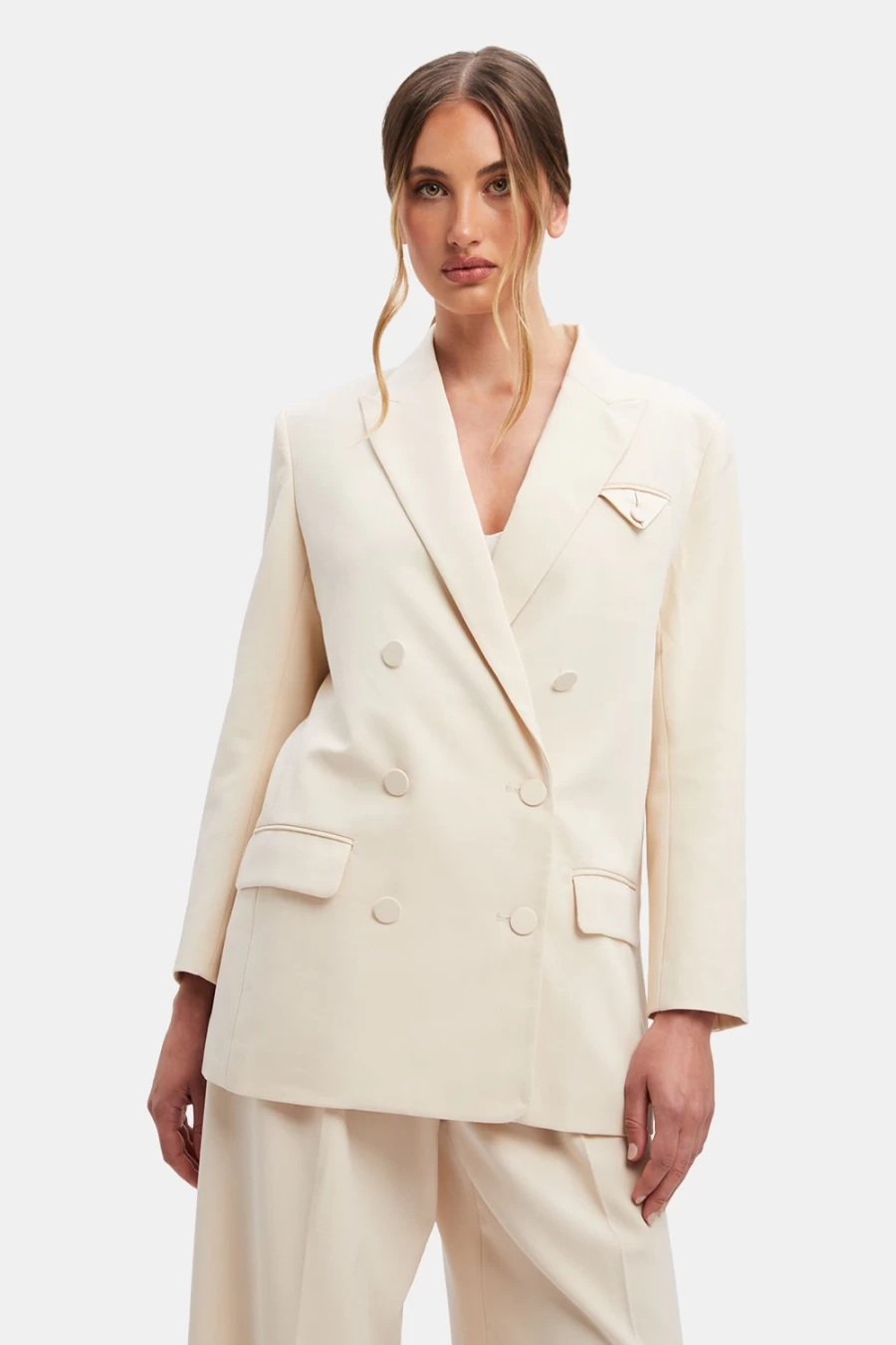 Bardot Women's Beige Sloane Classic Blazer - Timeless Tailored Jacket for Office & Formal Wear