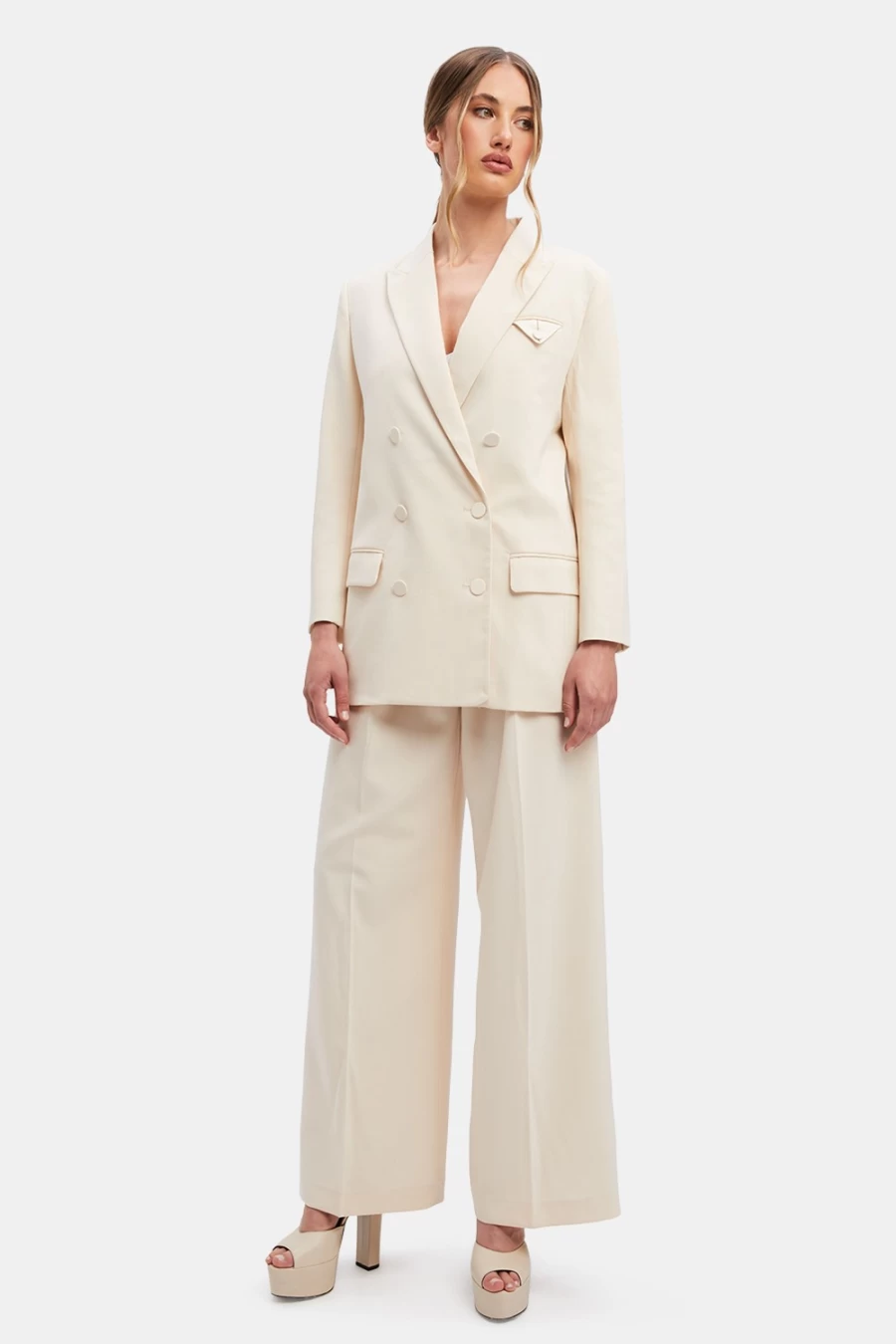 Bardot Women's Beige Sloane Classic Blazer - Timeless Tailored Jacket for Office & Formal Wear