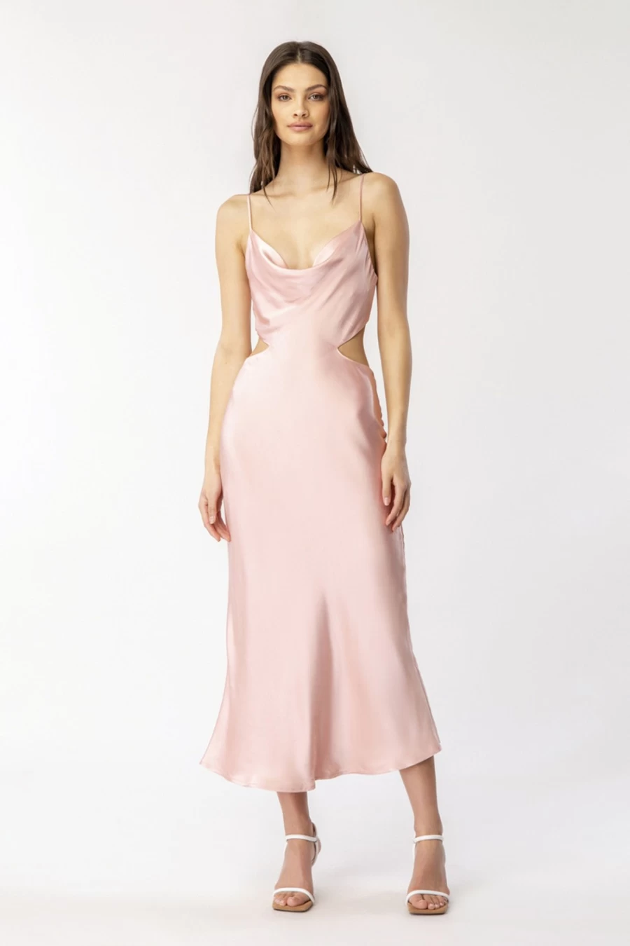 Bardot Women's Pink Rose Cut Out Slip Dress - Elegant Sleeveless Evening Gown