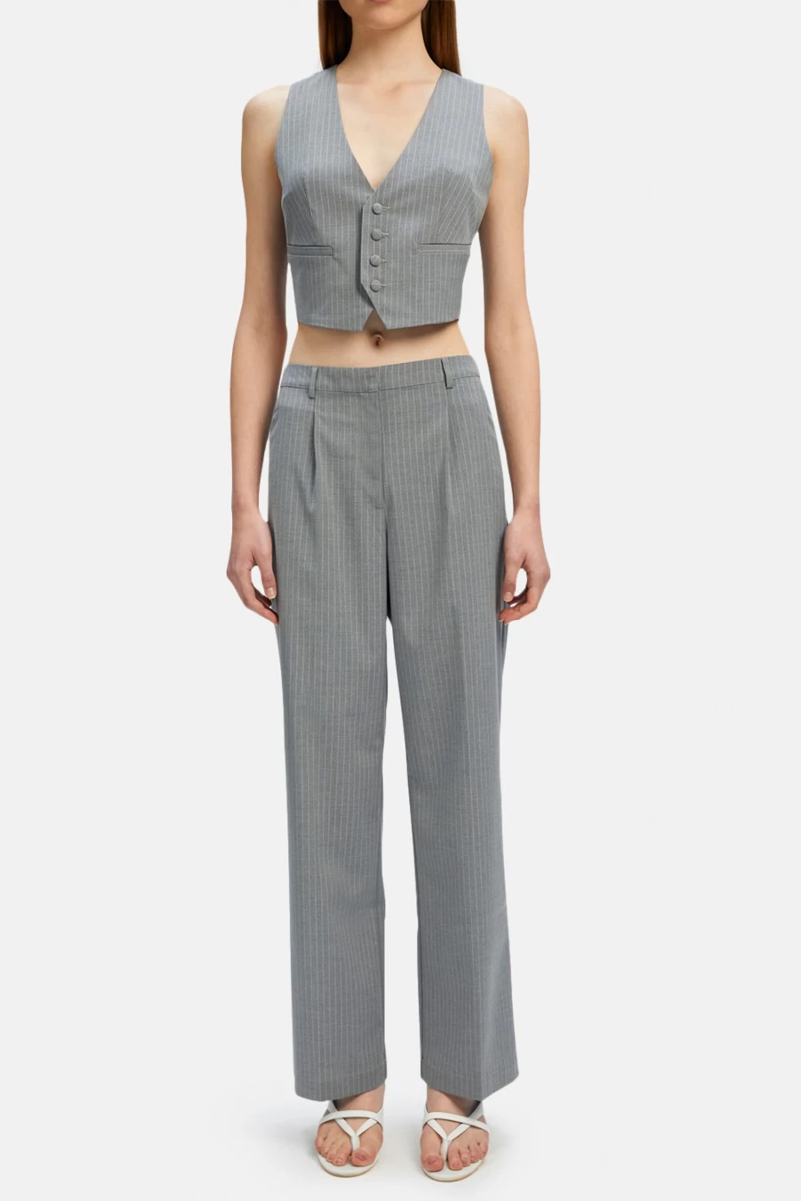 Bardot Women's Callista Grey Stripe Pin Stripe Pants