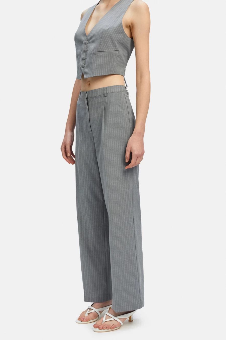 Bardot Women's Callista Grey Stripe Pin Stripe Pants