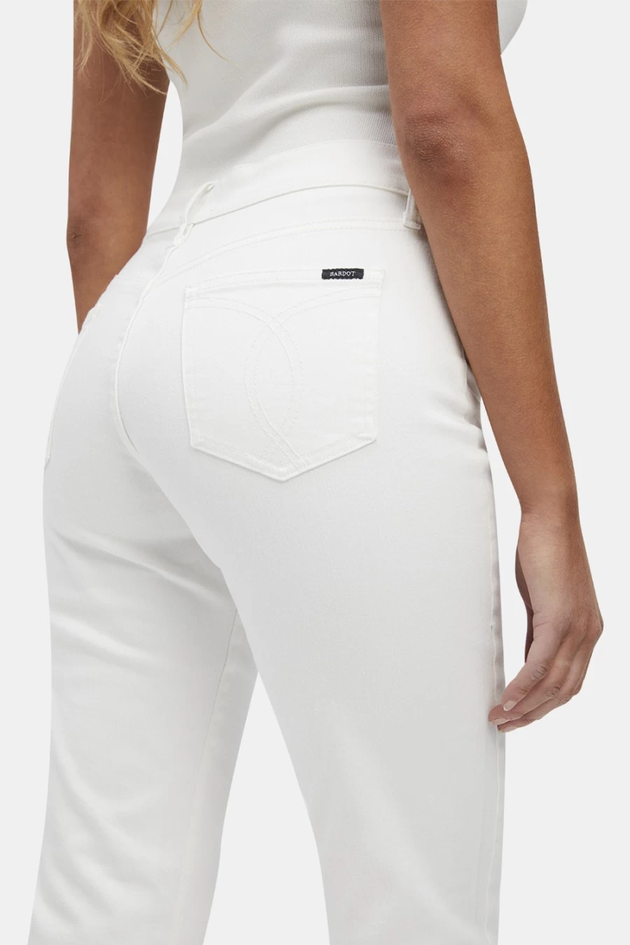 Bardot Women's Ciara Straight Leg Jeans in Orchid White - High Waisted Denim Pants