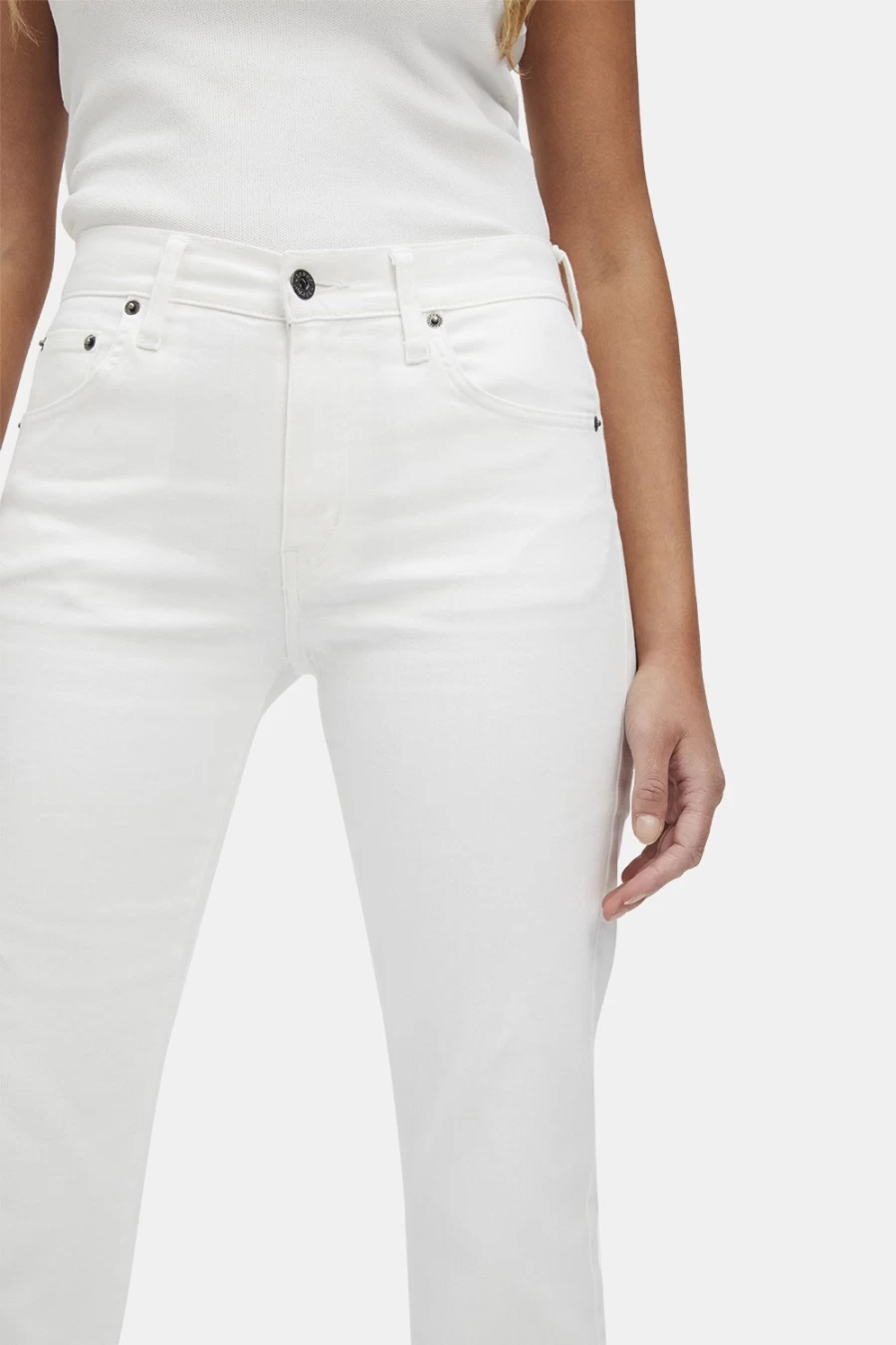 Bardot Women's Ciara Straight Leg Jeans in Orchid White - High Waisted Denim Pants