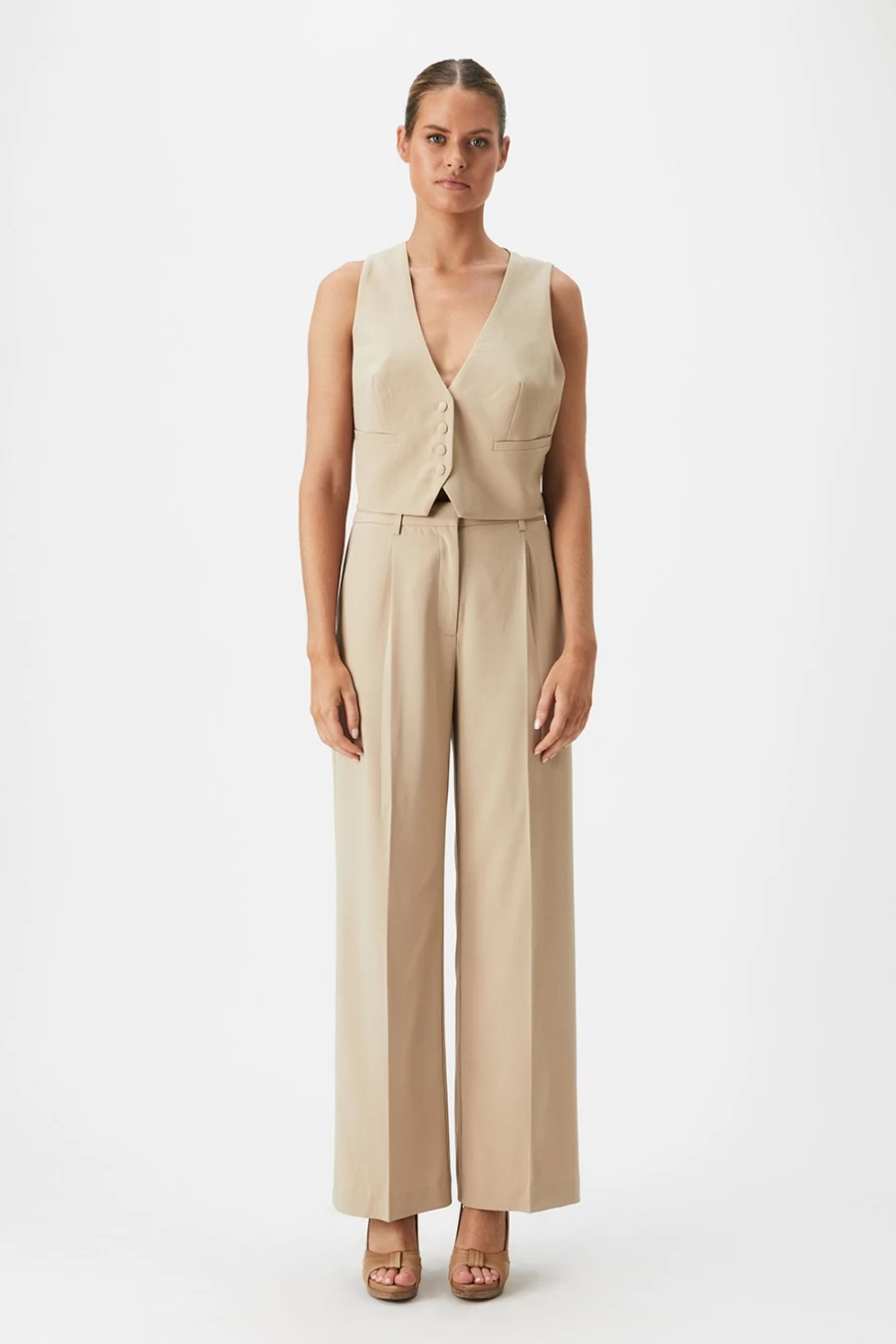Bardot Women's Callista Pant In Beige - High-Waisted Tailored Trousers for Women