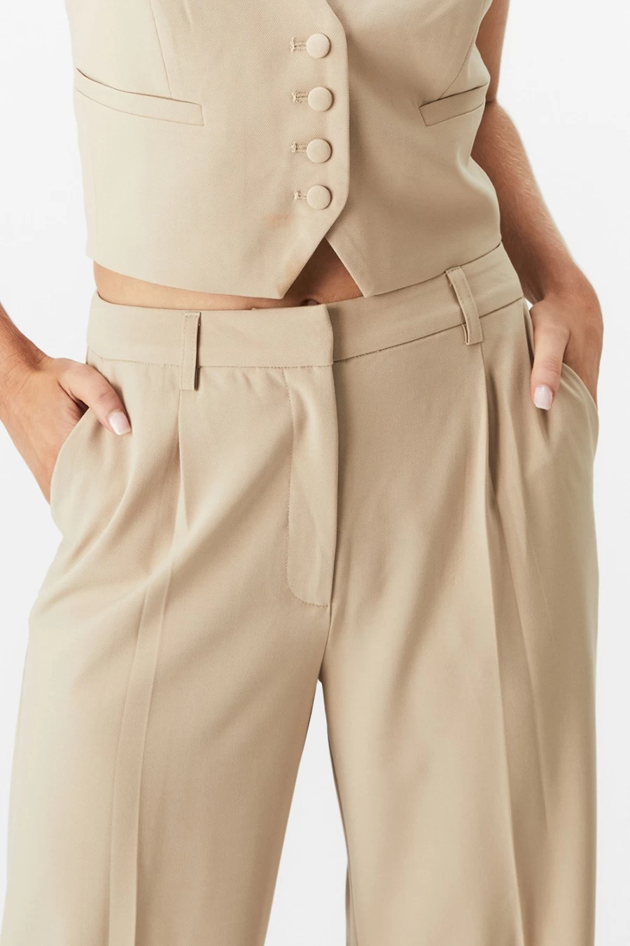 Bardot Women's Callista Pant In Beige - High-Waisted Tailored Trousers for Women