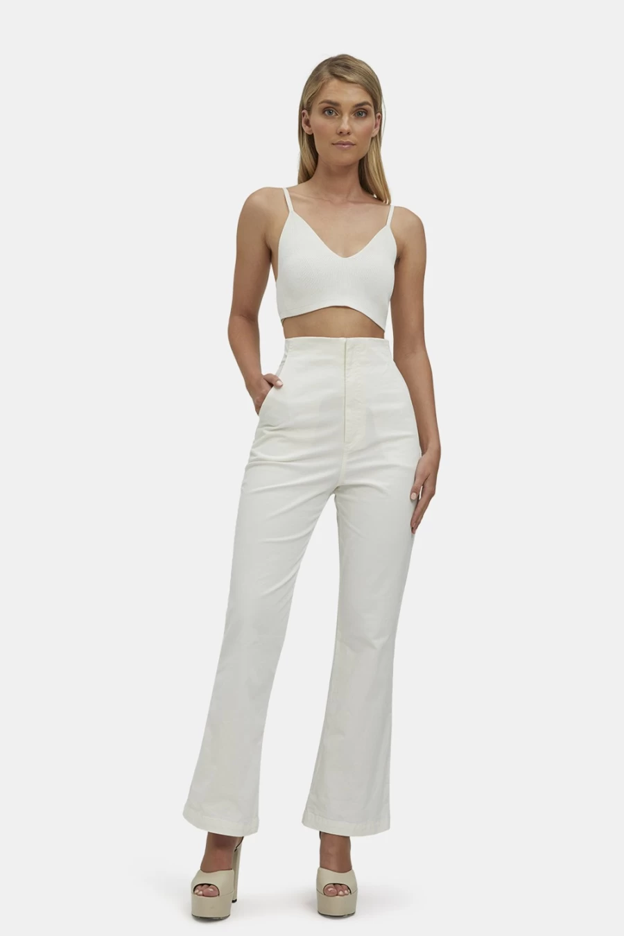Bardot Women's Kamila High Waist Orchid White Pants