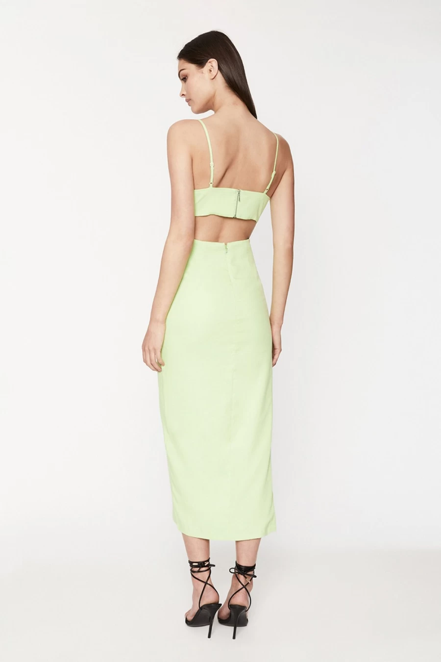 Bardot Women's Lime Cut Out Slit Midi Dress