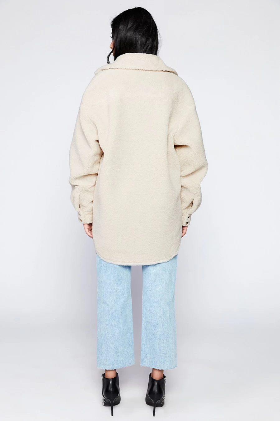 Bardot Women's Oatmeal Marcella Teddy Shacket - Cozy Oversized Jacket