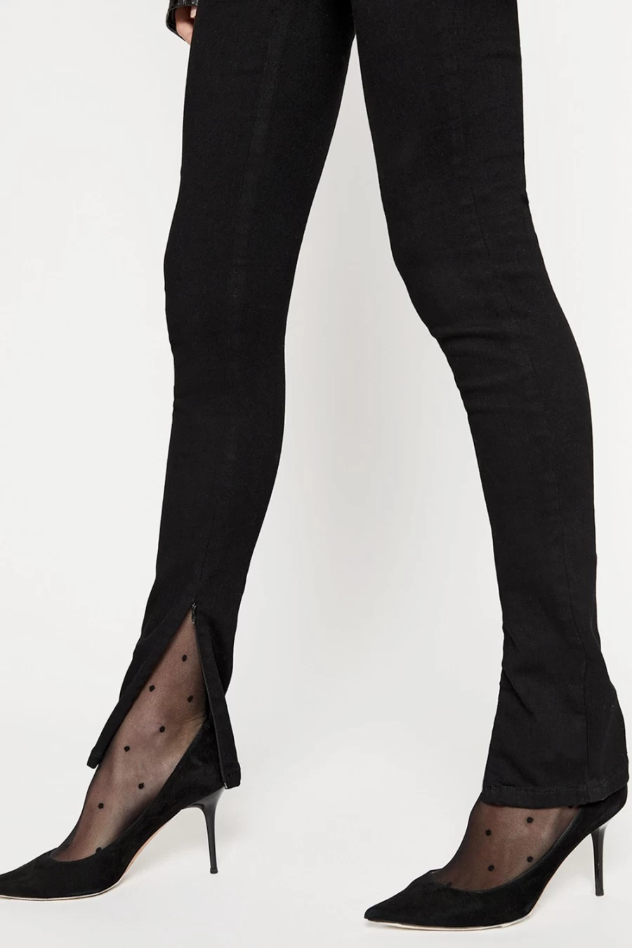 Bardot Women's Black Split Hem Jeans - High Waist Distressed Denim Pants
