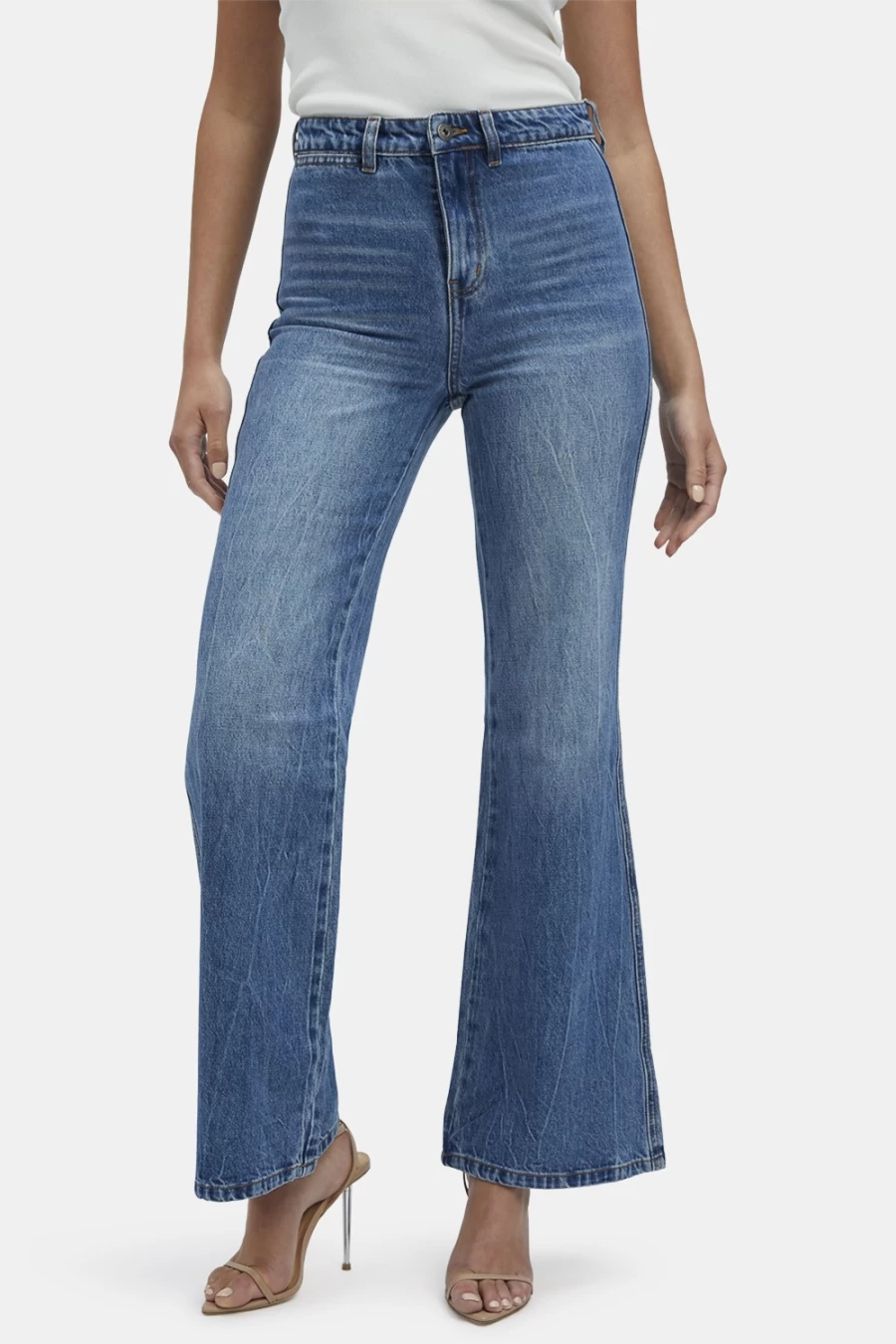 Bardot Women's Vintage Flare Leg Jean - Birkin High Waisted Bootcut Denim Pants