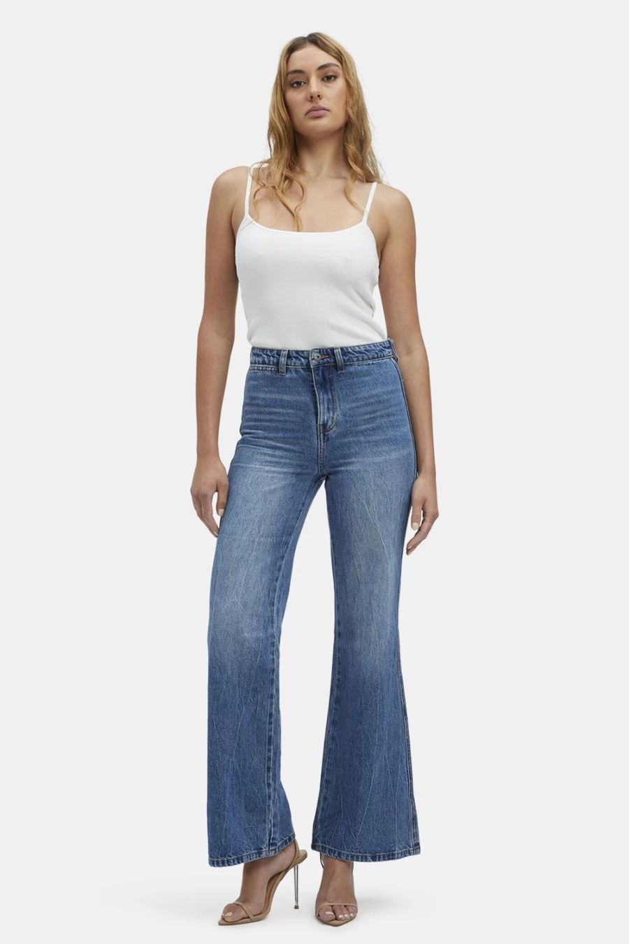 Bardot Women's Vintage Flare Leg Jean - Birkin High Waisted Bootcut Denim Pants