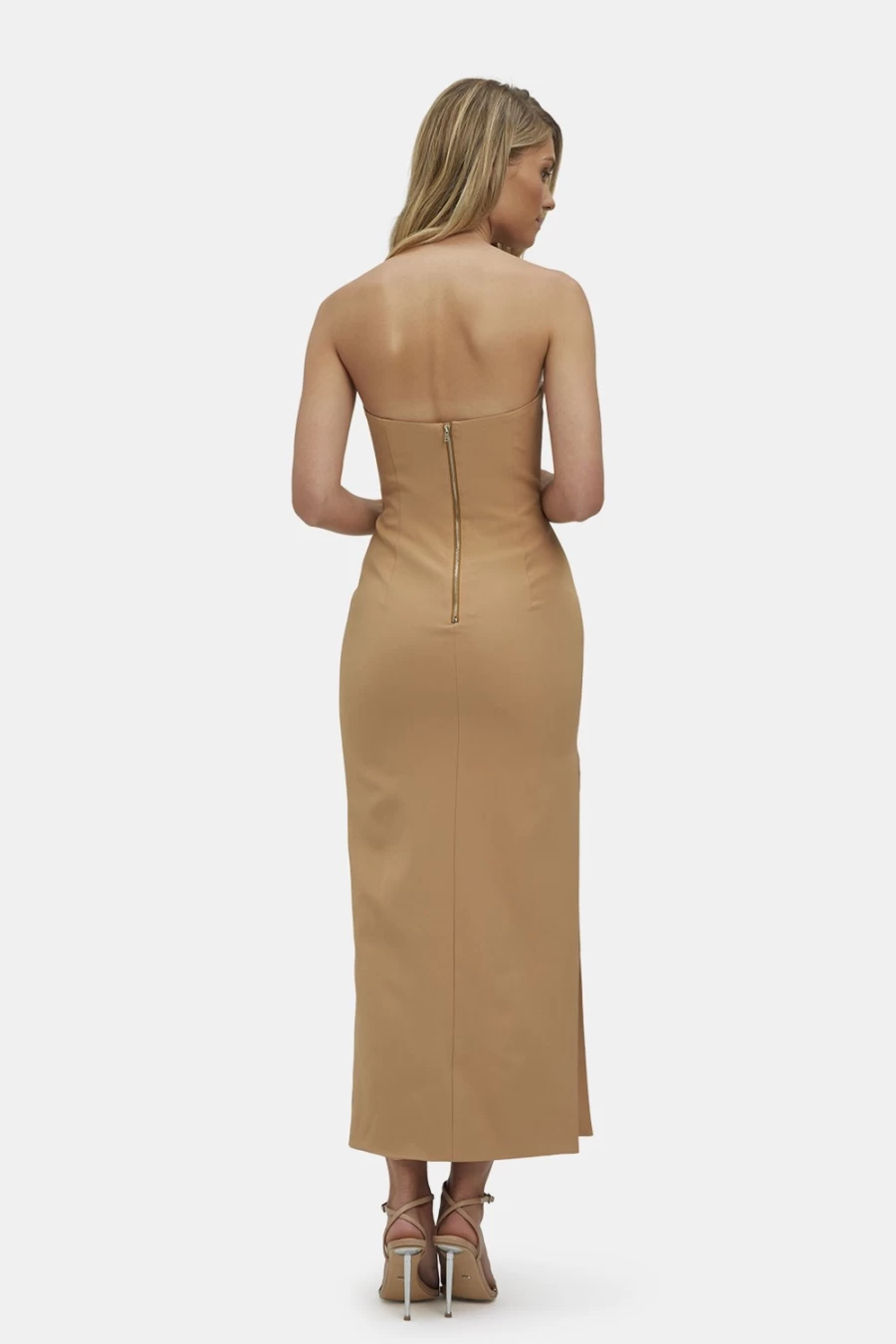 Bardot Women's Eleni Midi Dress in Mocha - Elegant Flowy Boho Chic Style