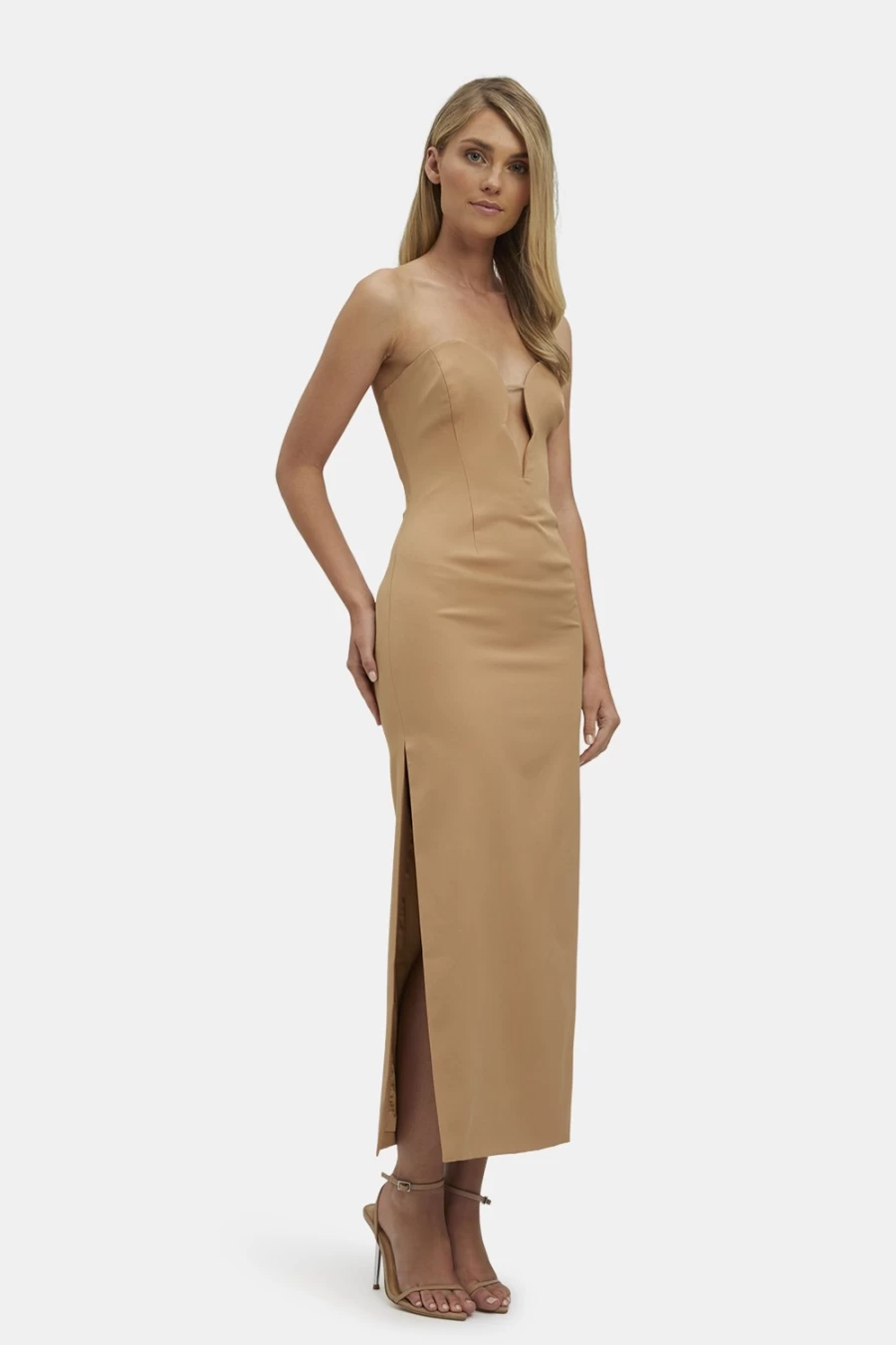 Bardot Women's Eleni Midi Dress in Mocha - Elegant Flowy Boho Chic Style