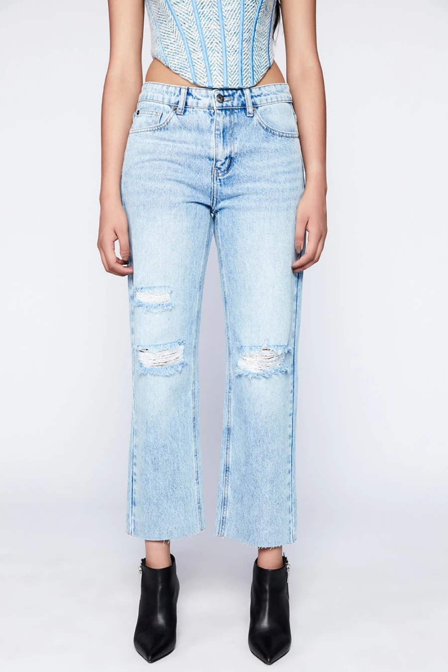 Bardot Women's Esther Indigo Mid Rise Straight Leg Jeans